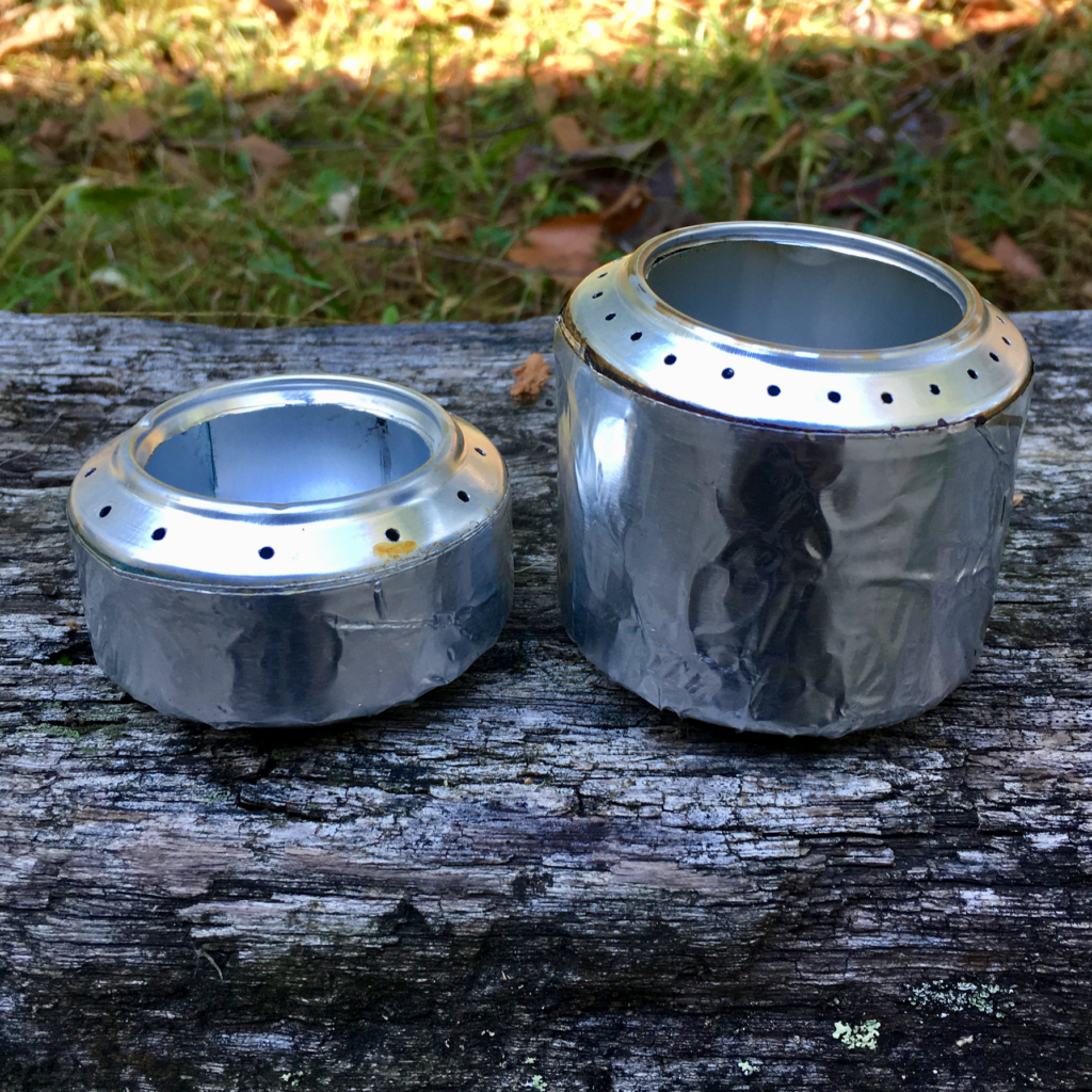 Two versions of theDIY denatured alcohol stove.