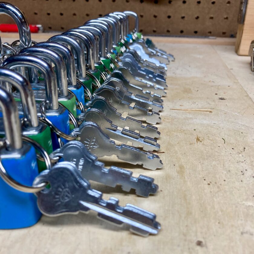 Some of the keys in my lock library, retained with their locks.