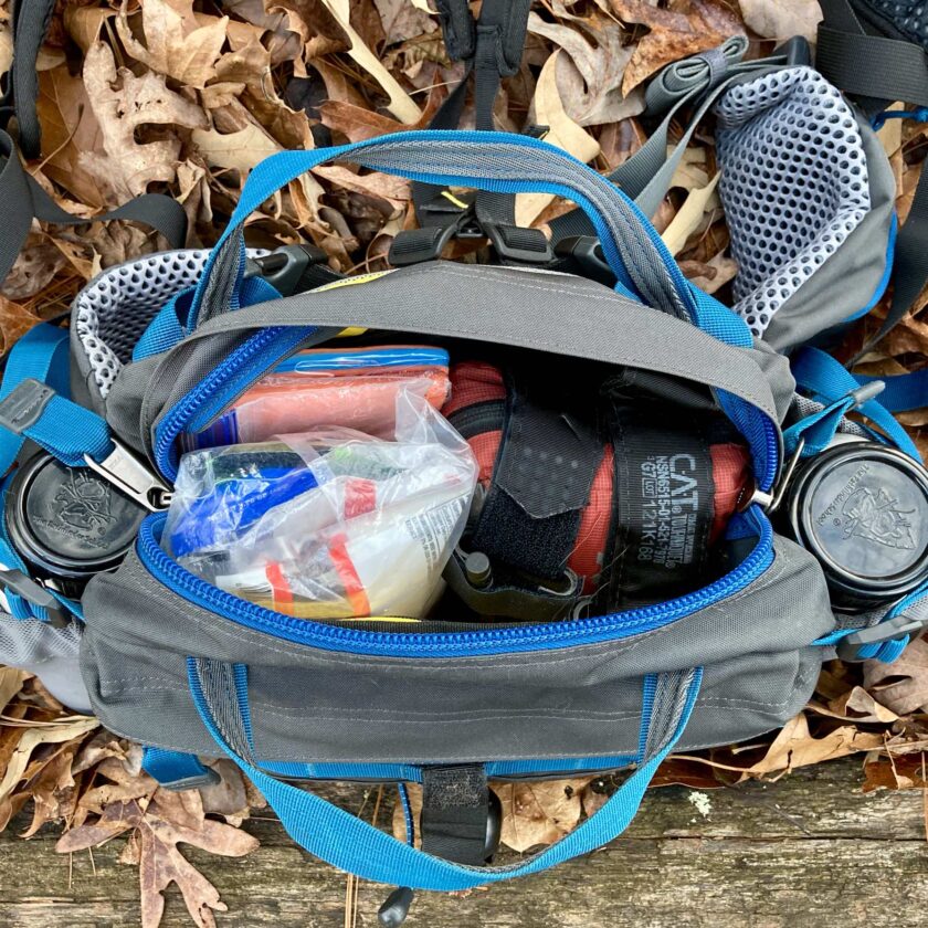 A fully packed Mountainsmith Tour lumbar pack
