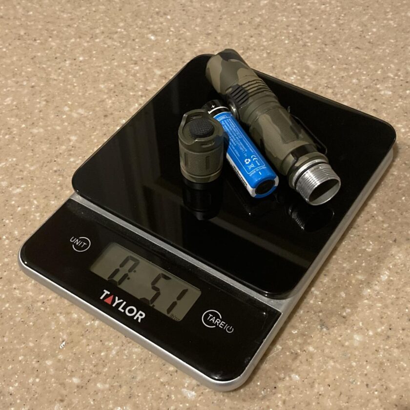 LAPG F7 and battery on scale.