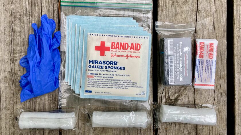 The contents of the basic first aid kit.
