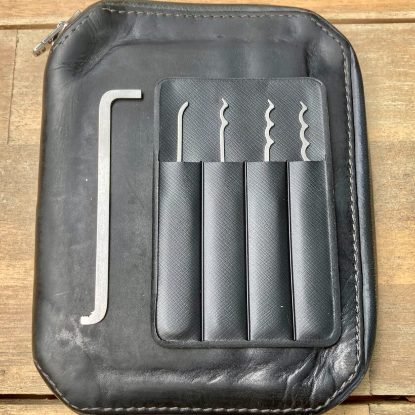 This is my wallet lockpick set. The three on the left are homemade, any  thing else I should include? : r/lockpicking